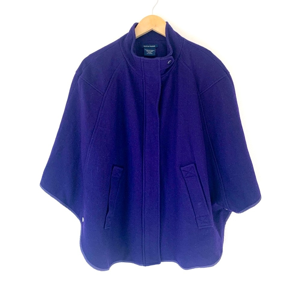 NEW Wool Blend Funnel Neck Cape Coat - Picture 3 of 6